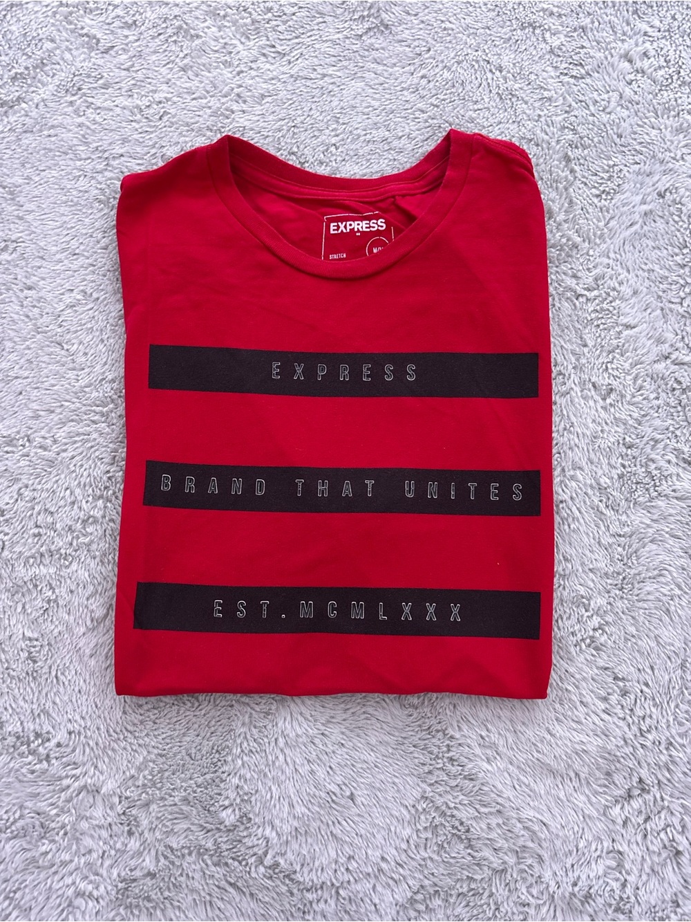 Express Red Short Sleeve Graphic Crew Neck Tee
